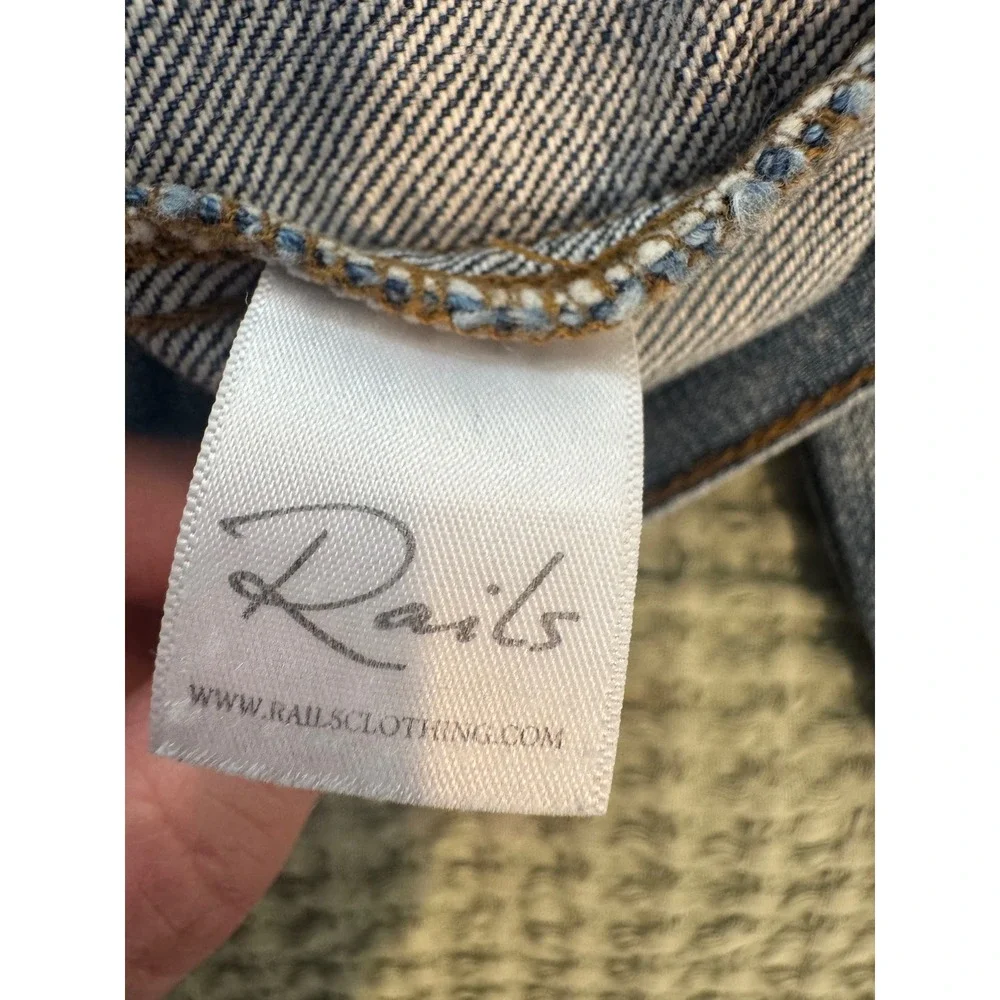Rails Knox Distressed Denim Jacket Medium Light Wash 100% cotton Jacket Small